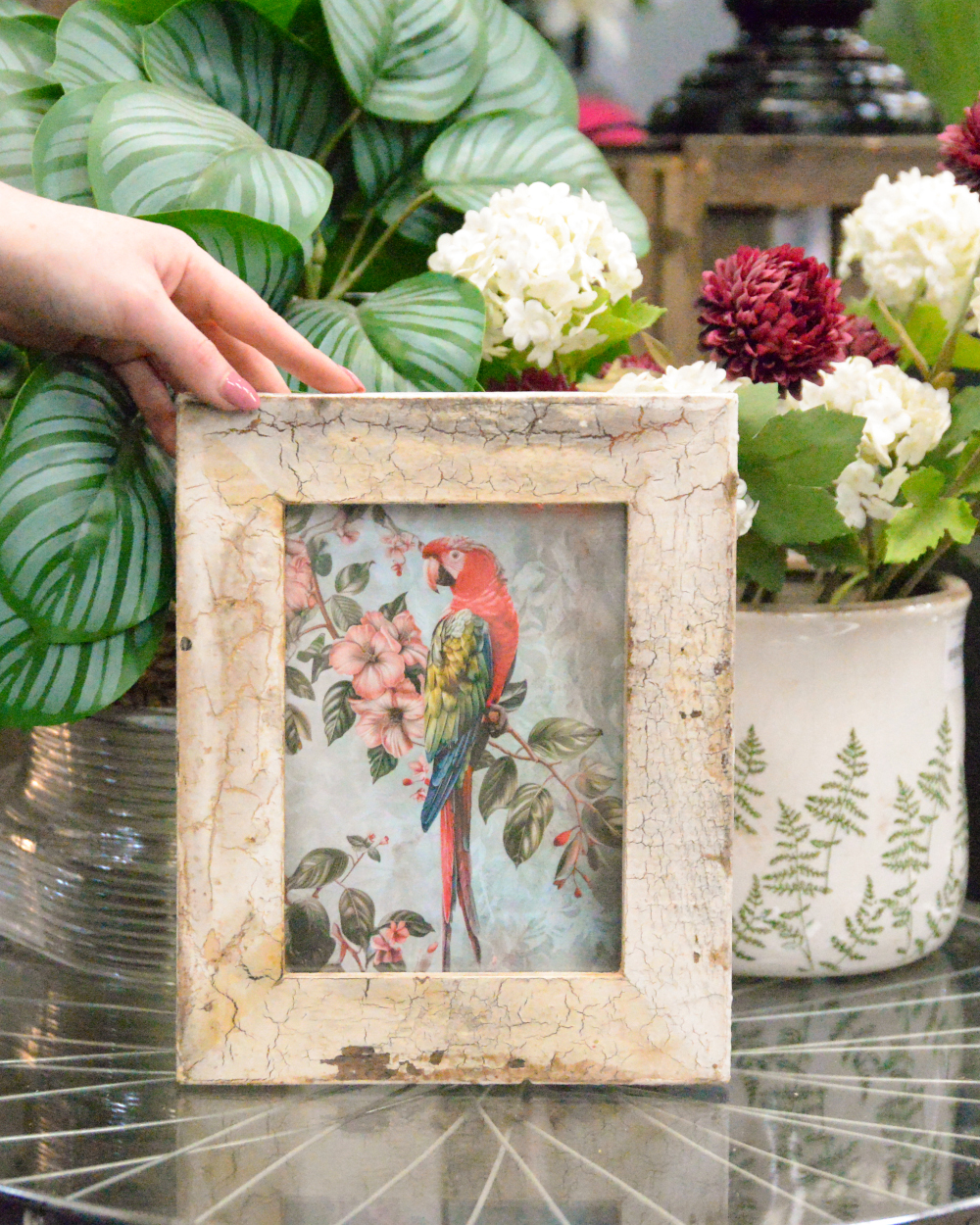 'Vibrant Paradise' Recycled Wooden Framed Artwork Scale