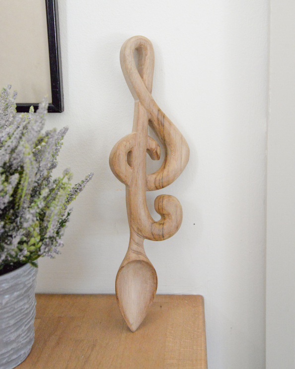 The 'Music Note' Ornate Teak Wood Love Spoon