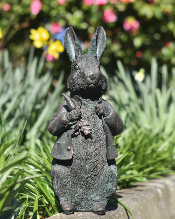 Verdigris 'Mr Rabbit' Resin Garden Sculpture - 42cm