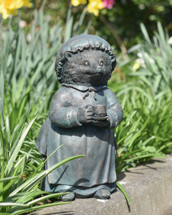 Verdigris 'Mrs Hedgehog' Resin Garden Sculpture - 35cm