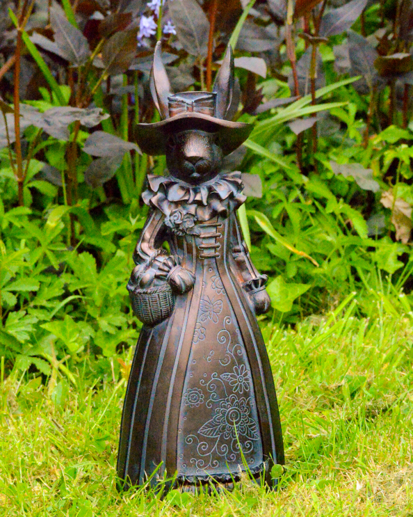 Bronze & Verdigris Composite Garden Sculpture - The Victorian Bunny