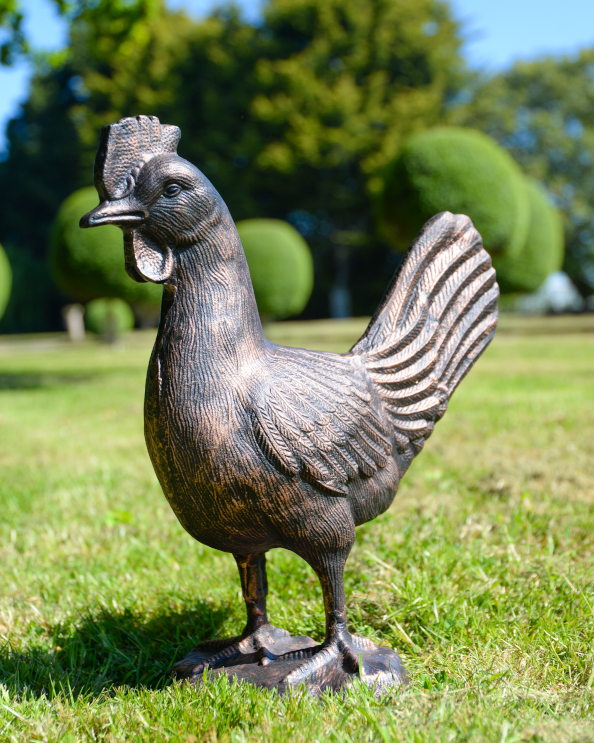 Cast Aluminium Copper & Bronze 'Chuck' The Cockerel Garden Sculpture