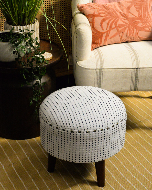 Fabric & Wood Upholstered Footstool - The Stipple