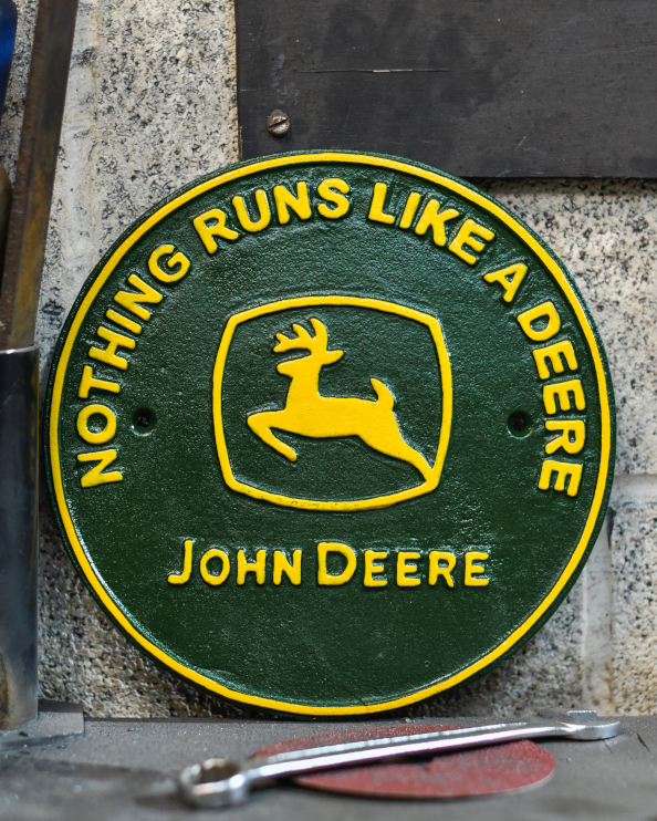 'John Deere' Cast Iron Automobilia Sign