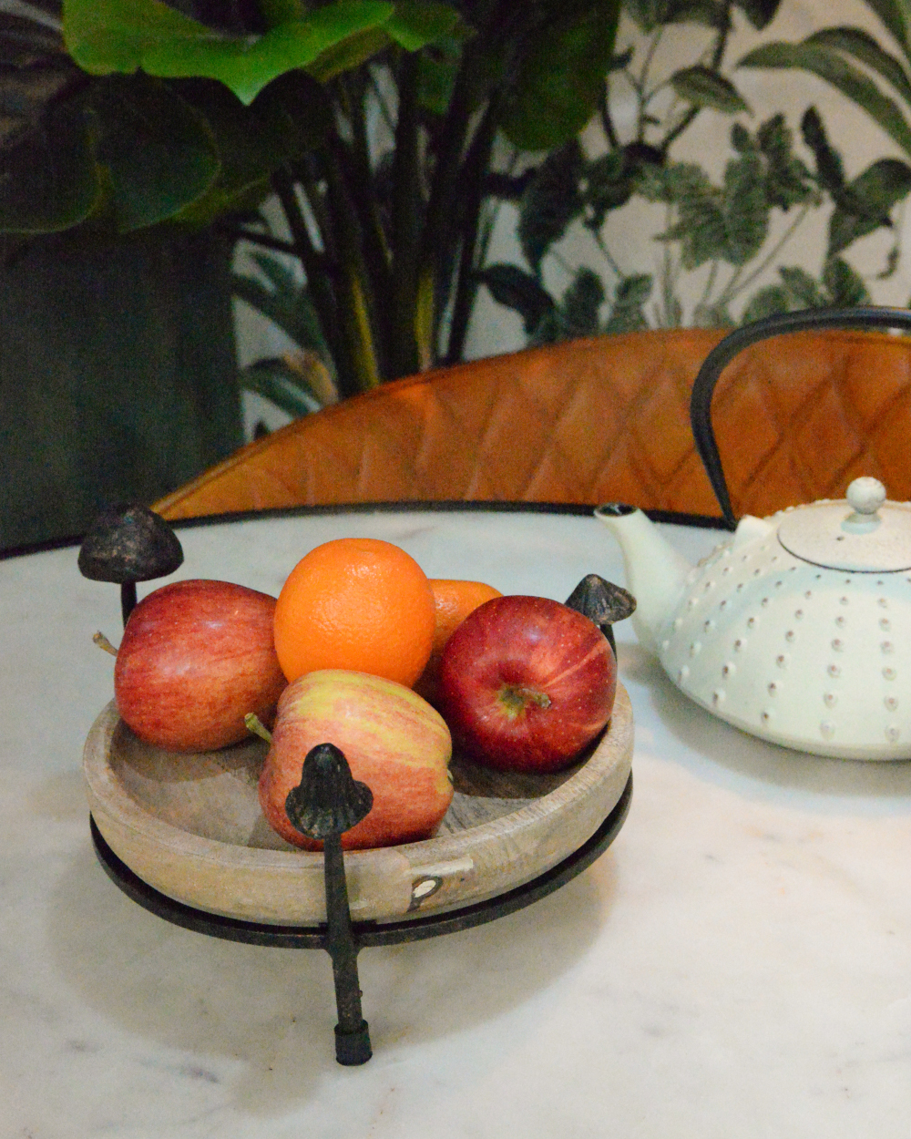 Mango Wood & Metal Bronze Toadstool Tray - 20cm