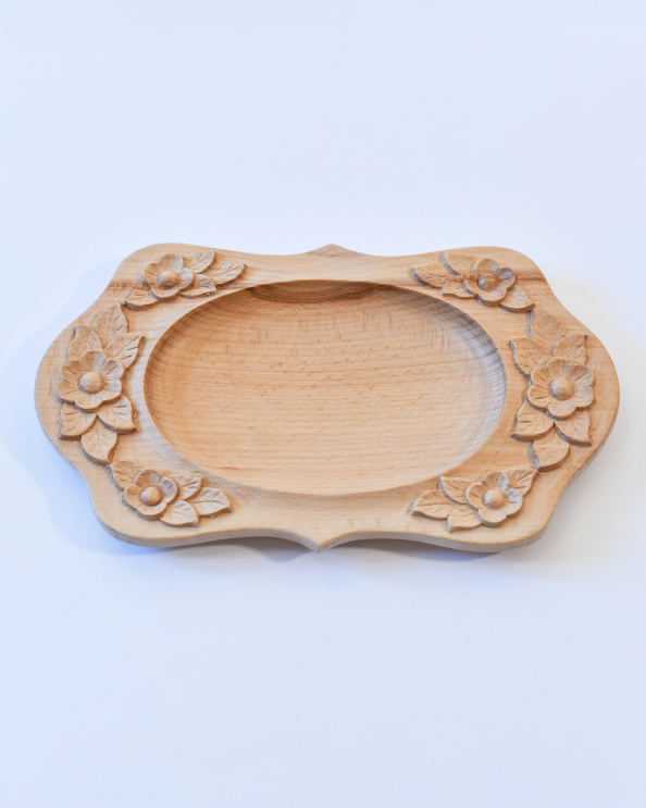 Ornate Beechwood Tray - Floral Blossom