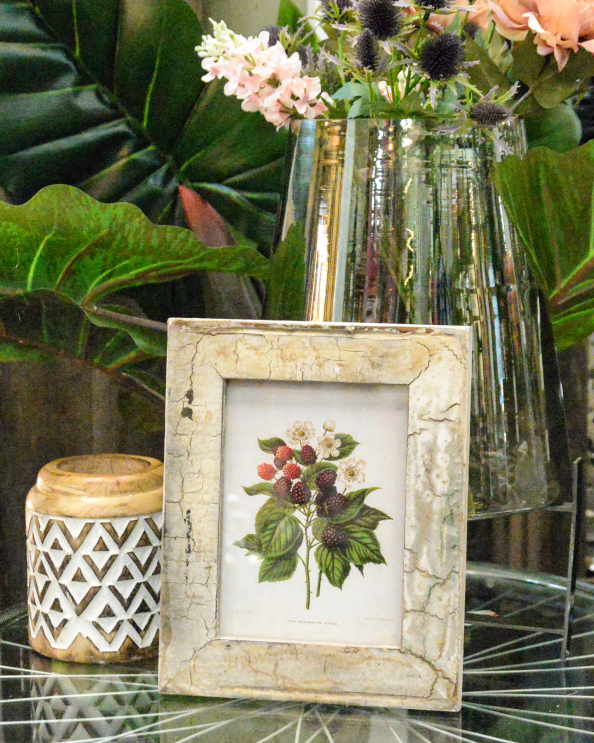 'Wild Berry Brambles' Recycled Wooden Framed Blackberry Bush Artwork - 26 x…