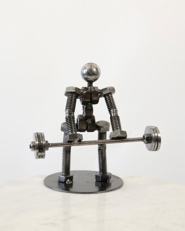 The Deadlift Natural Finish Scrap Metal Art Sculpture