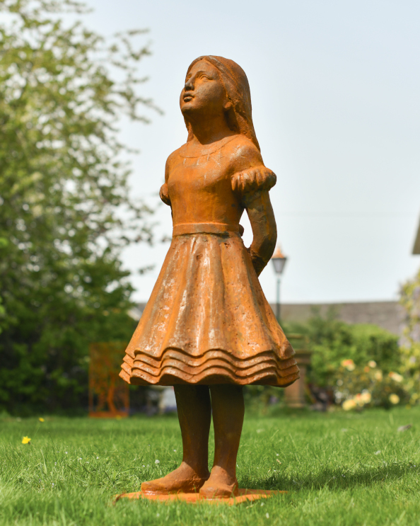 Rustic Cast Iron Garden Sculpture - Whimsical Alice