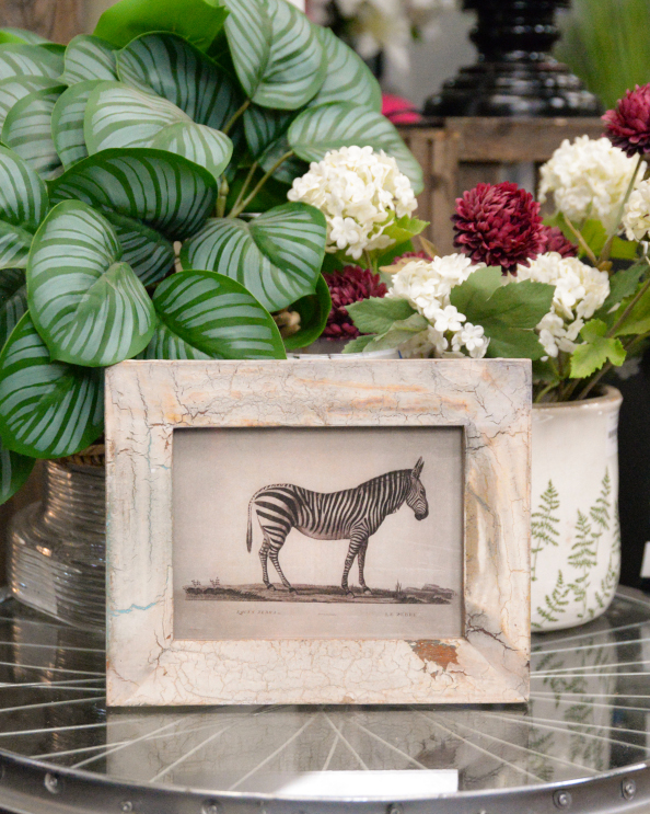 'Savanna Stripes' Recycled Wooden Framed Zebra Artwork - 21 x 26cm