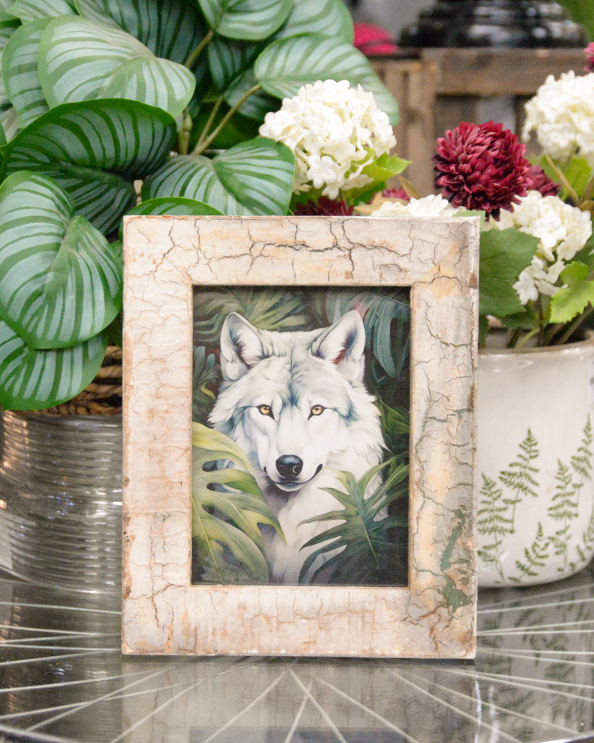 'The Arctic Wolf' Recycled Wooden Fr…