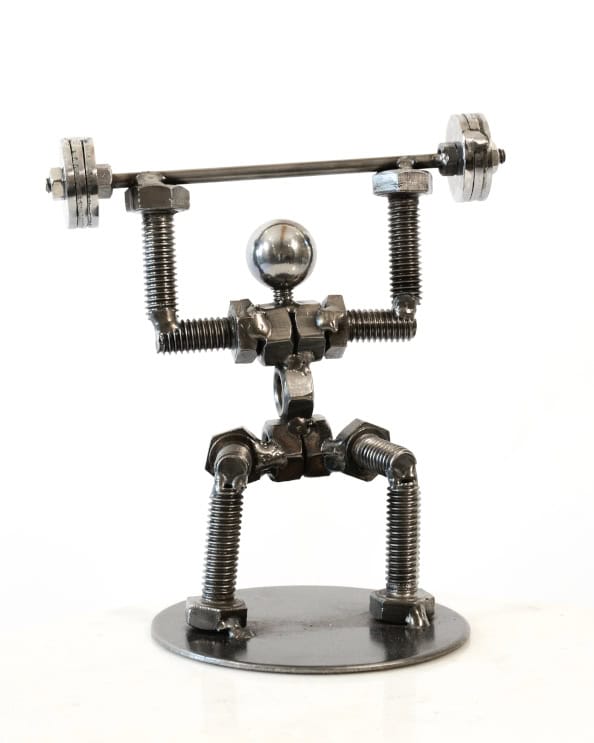 The Overhead Squat Natural Finish Scrap Metal Art Sculpture - 17cm