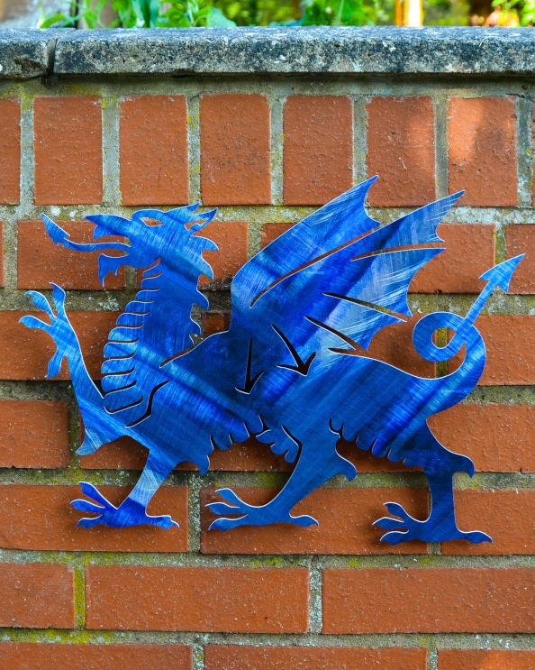 Steel Blue Dragon Garden Wall Art - 45cm