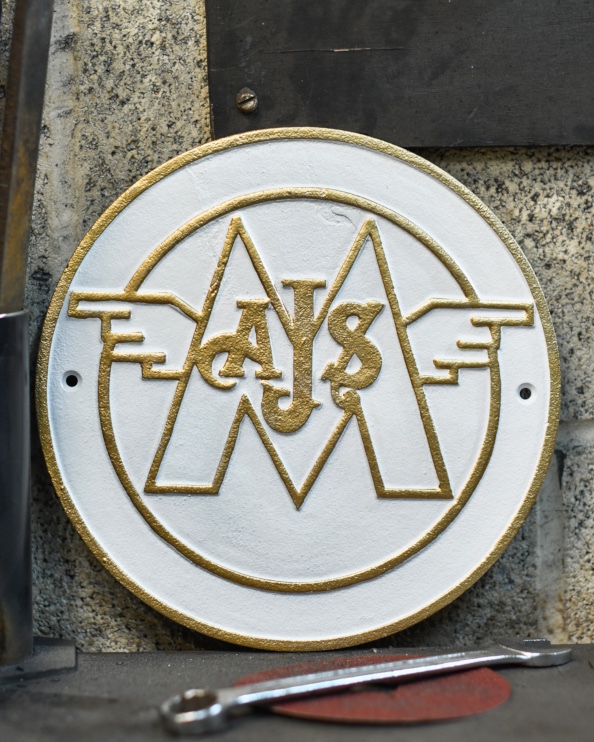 'AJS Motorcycles' Cast Iron Automobilia Sign