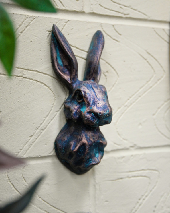 Cast Aluminium Verdigris Hare Bust -…