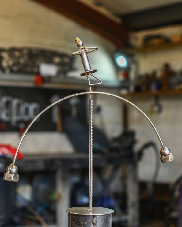 'The Ballerina' Scrap Metal Kinetic Balance Sculpture