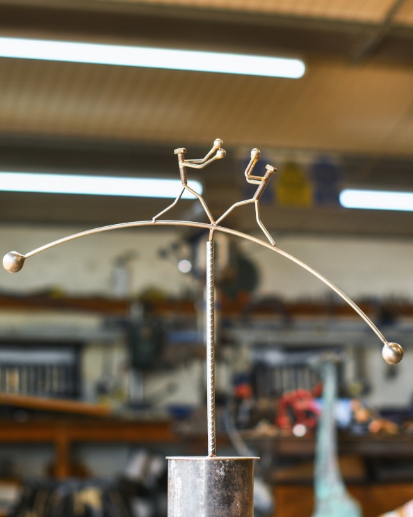 'The Boxing' Scrap Metal Kinetic Balance Sculpture