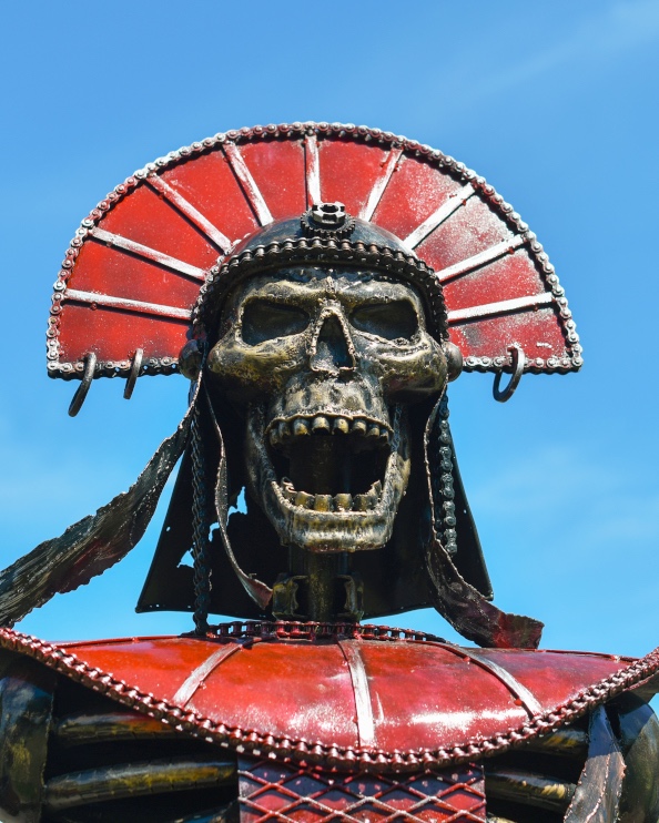 Face From The Chief Skeleton Warrior Recycled Metal Parts Sculpture