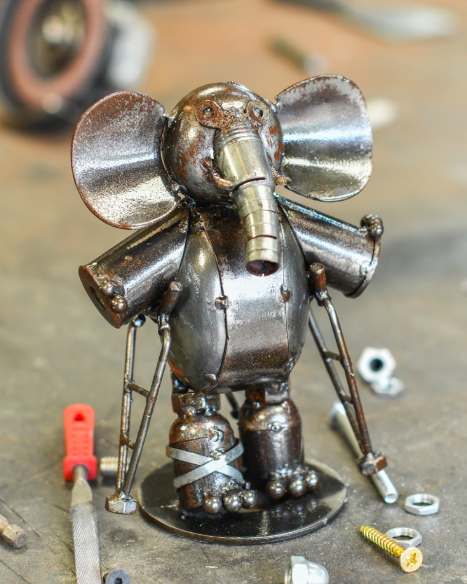 'Ellie Metal' The Poorly Elephant Scrap Metal Art Sculpture