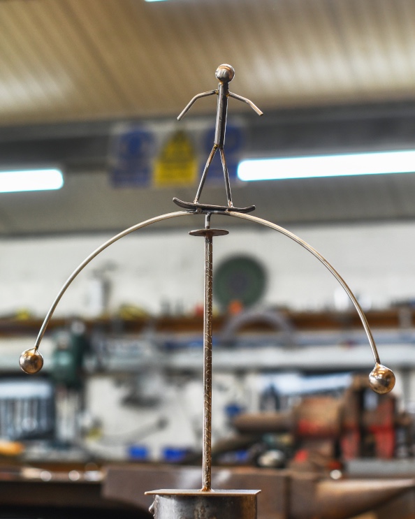 'The Skater' Scrap Metal Kinetic Balance Sculpture