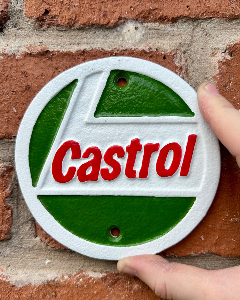 Classic 'Castrol Oil' Cast Iron Automobilia Sign - 13cm