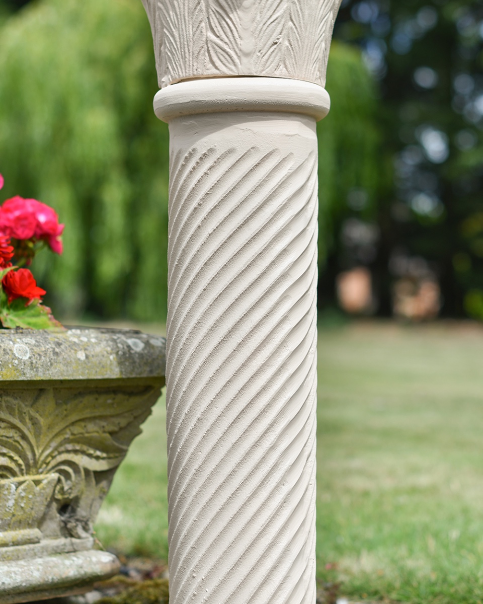 'Corinthian' Ornate Cream Cast Aluminium Sundial Column Design