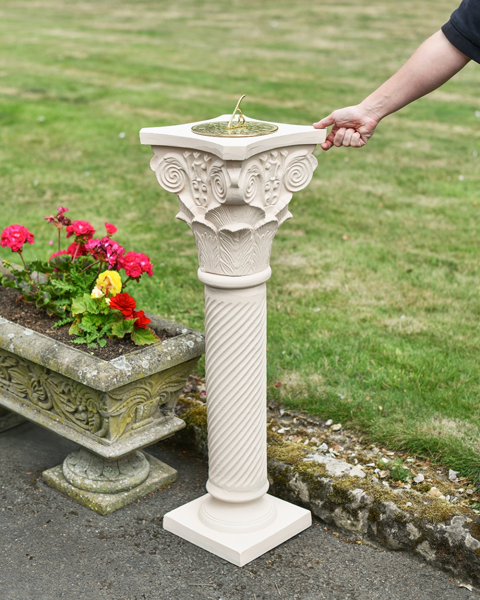 'Corinthian' Ornate Cream Cast Aluminium Sundial Column Scale