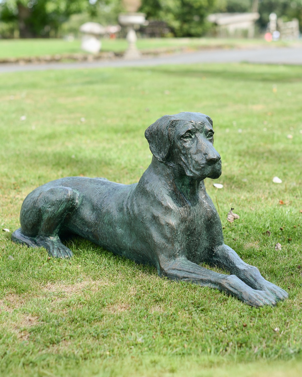 'Duke' The Verdigris Great Dane Dog Garden Sculpture