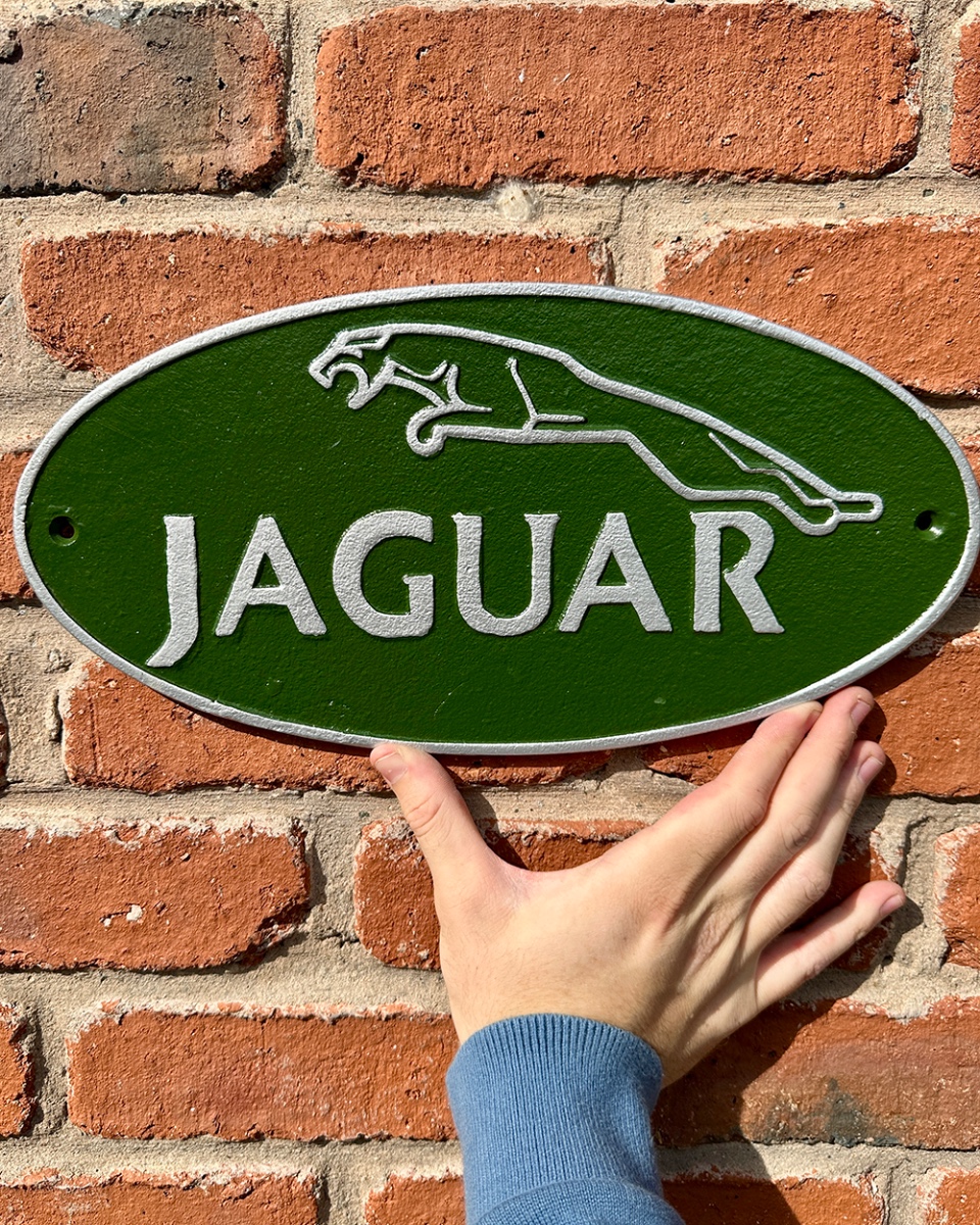 'Jaguar' Cast Iron Automobilia Sign - Green