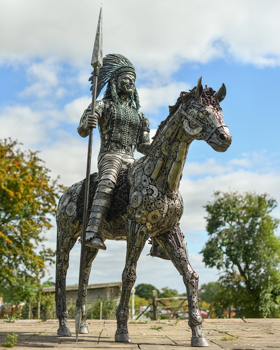 Native American Horseback Chief Scul…