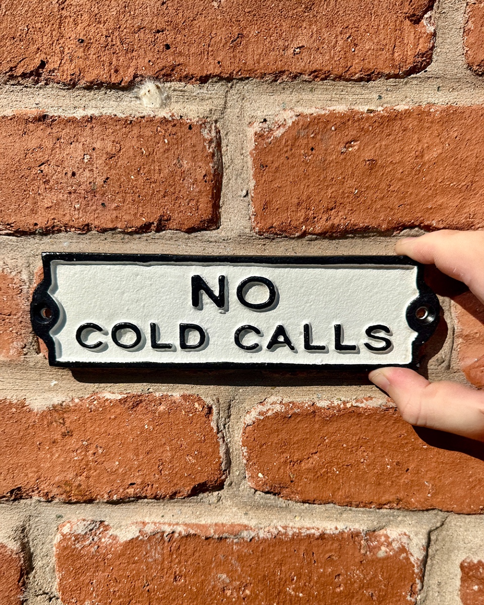 'No Cold Calls' Cast Iron Humour Sig…