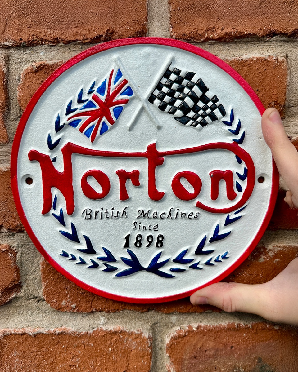 'Norton British Motorbikes' Cast Iron Automobilia Sign - 20cm