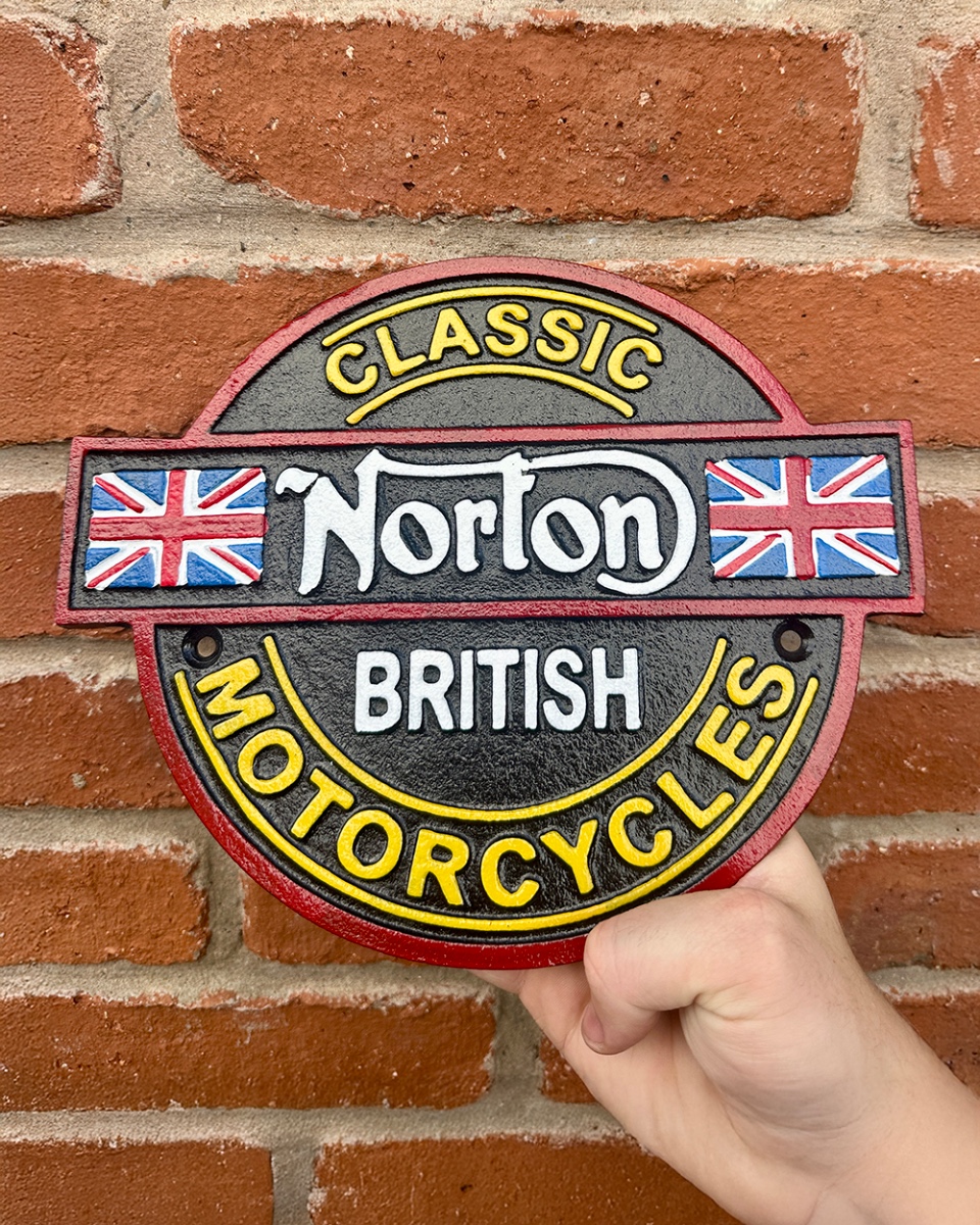 'Norton British Motorcycle' Cast Iron Automobilia Sign