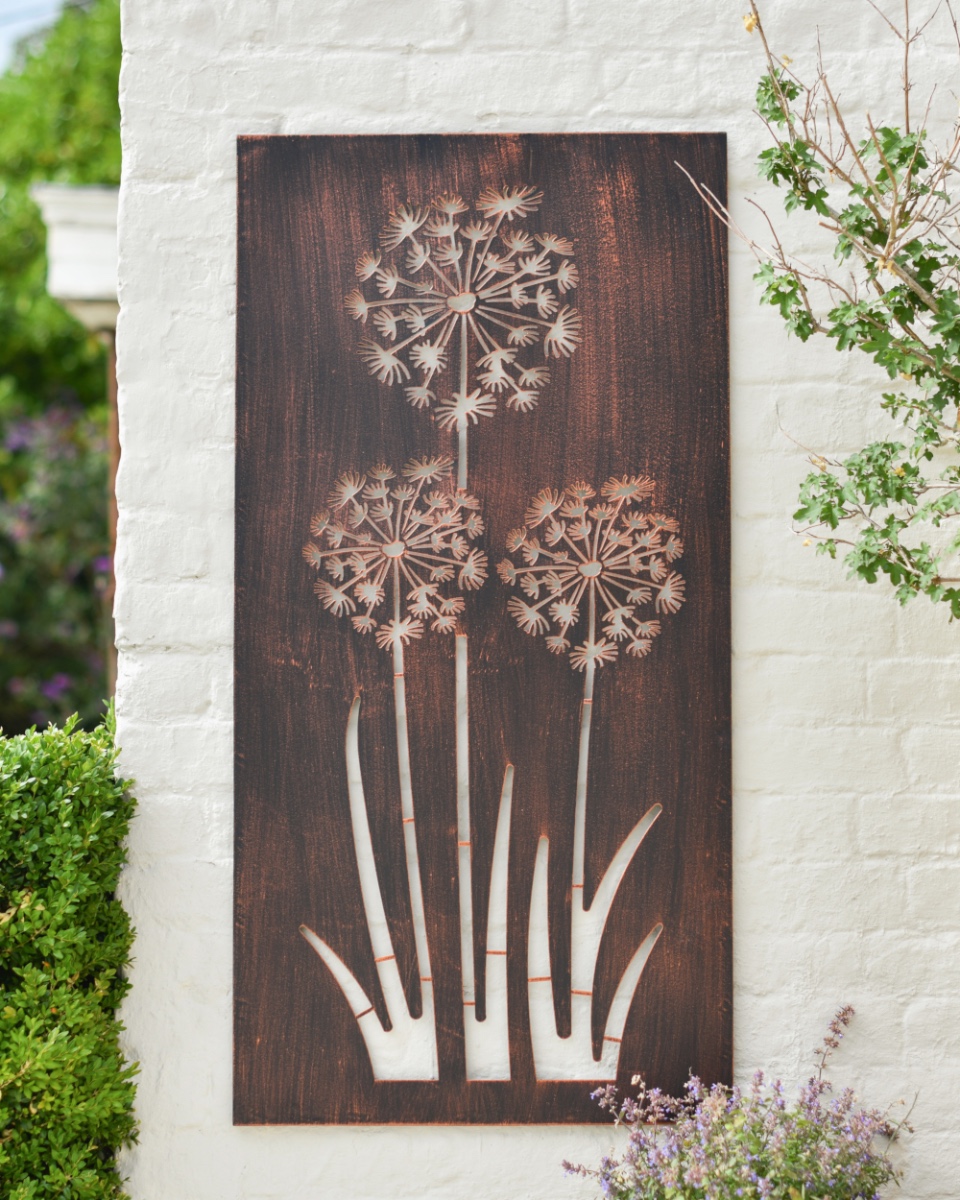 Copper Dandelion Garden Wall Screen