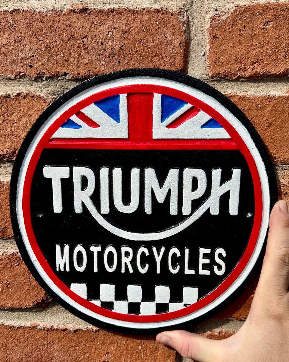 'Triumph Motorcycles' Cast Iron Automobilia Sign - 24cm