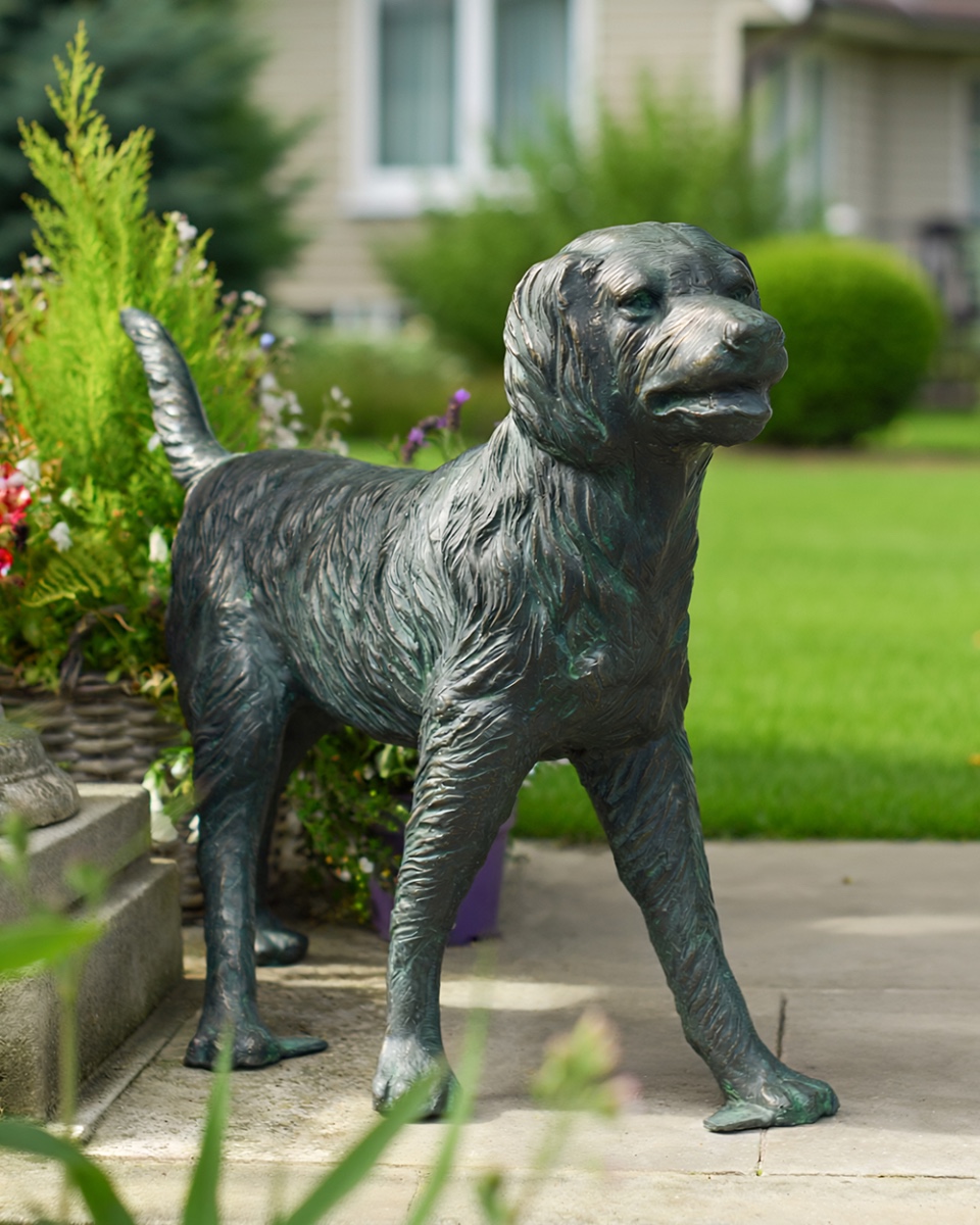 'Winnie' The Verdigris Retriever Dog Garden Sculpture