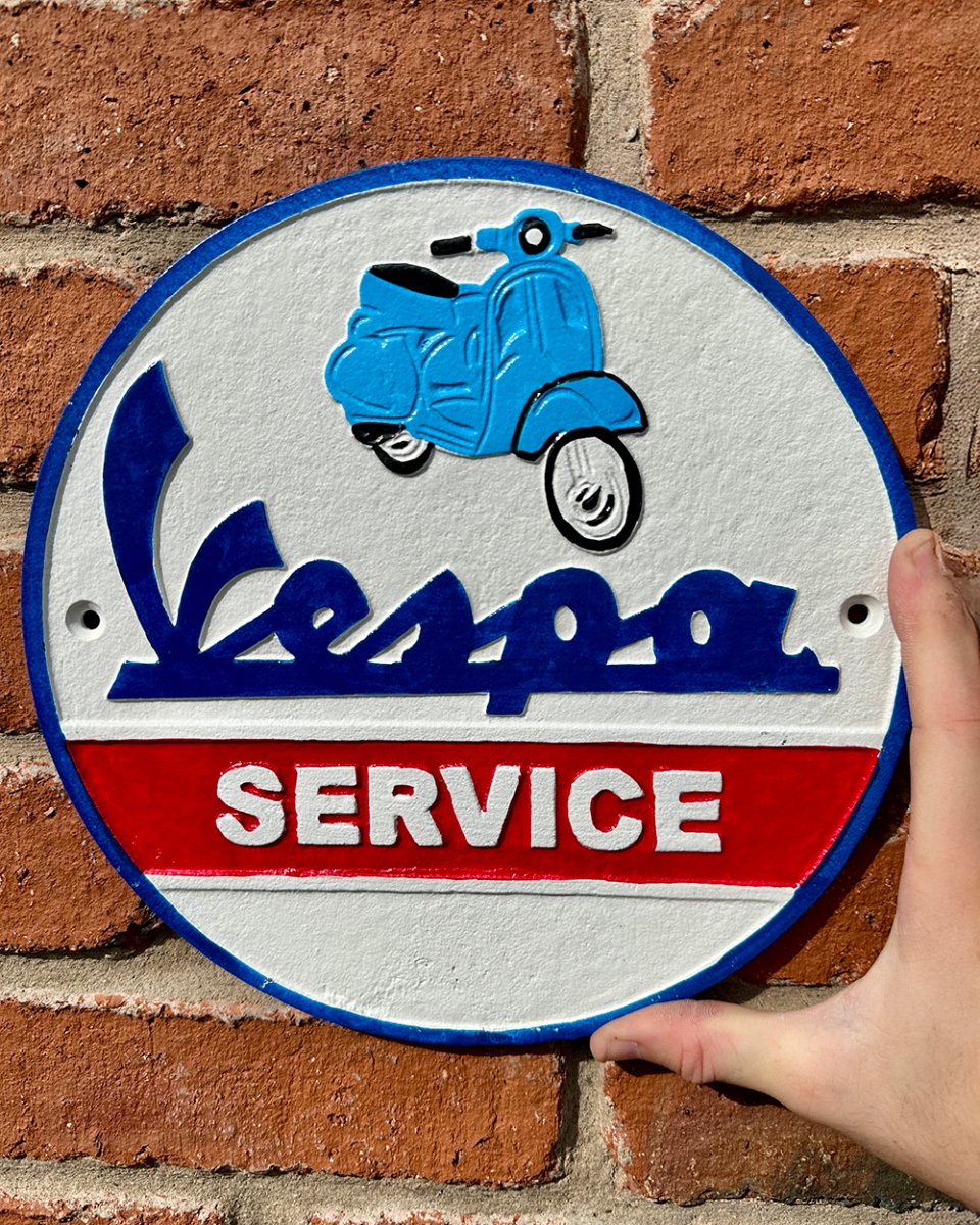 'Vespa Service' Cast Iron Automobilia Sign