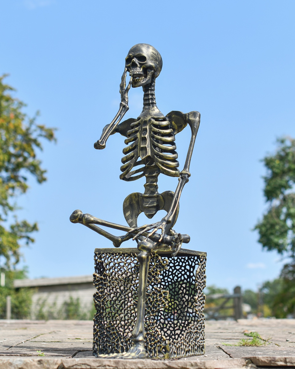 Aluminium Skeleton In Disbelief Sculpture - Black & Gold