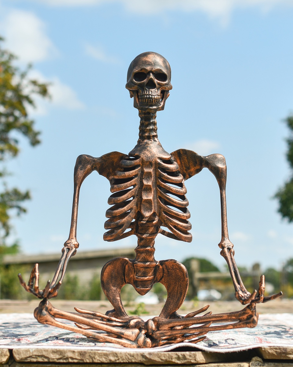 'Calmo' The Meditating Aluminium Skeleton Sculpture