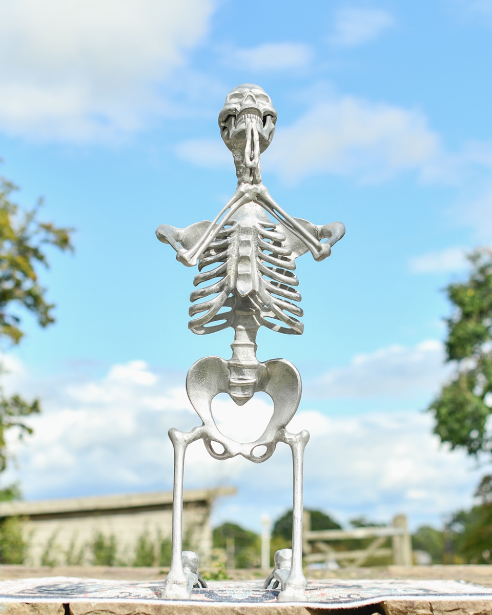 Cast Aluminium 'Bonesy' The Praying Skeleton Garden Sculpture