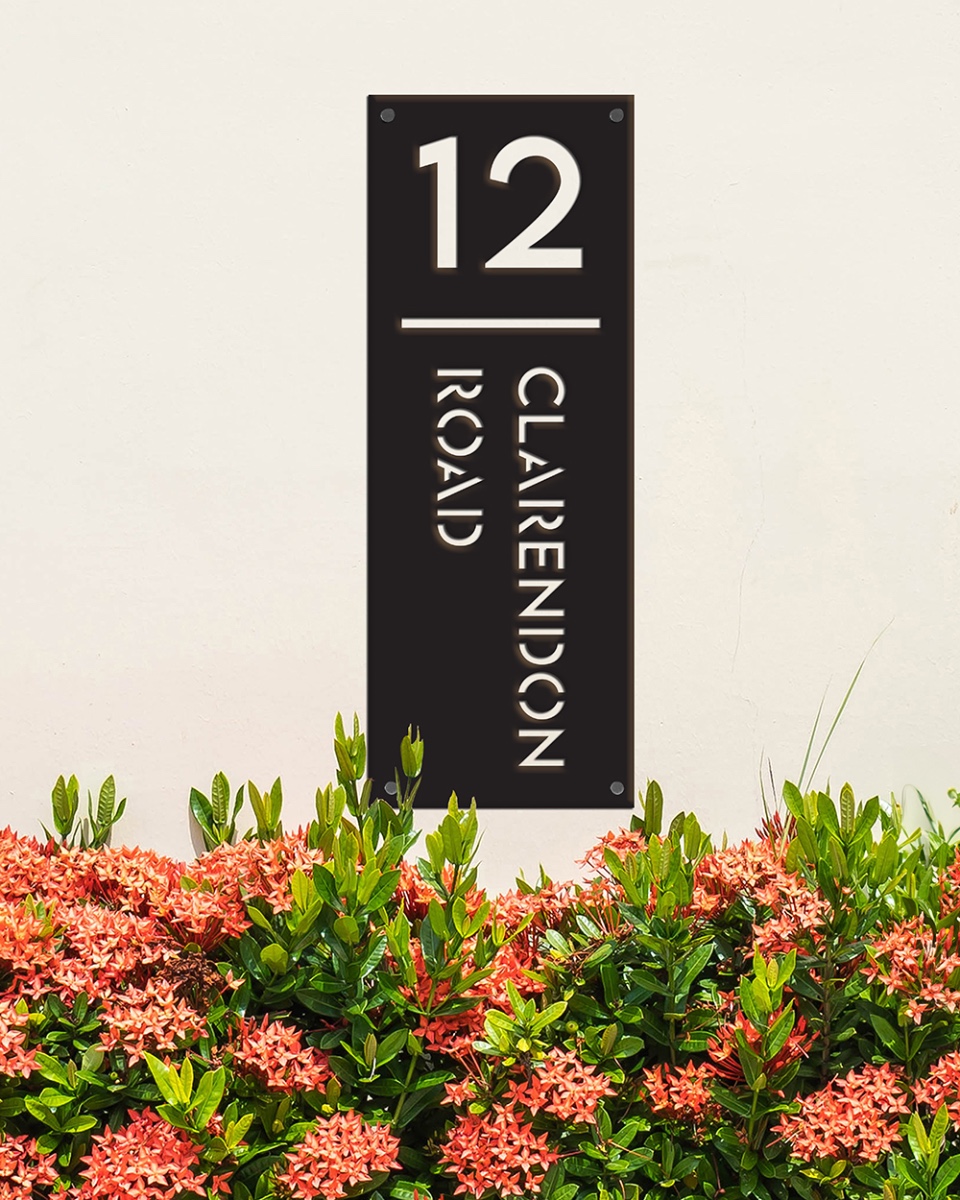 Contemporary Vertical House Name & N…