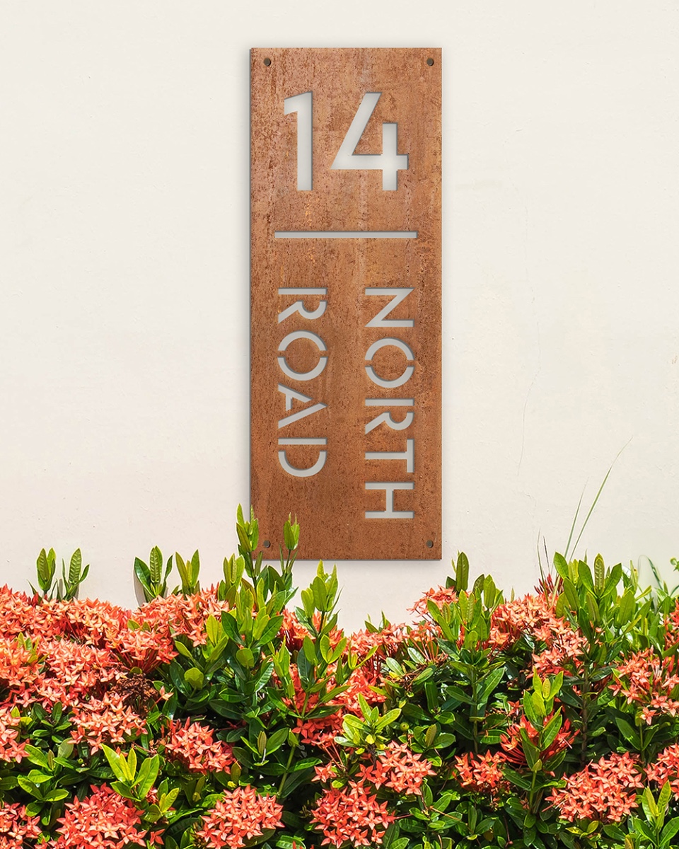 Contemporary Vertical House Name & N…