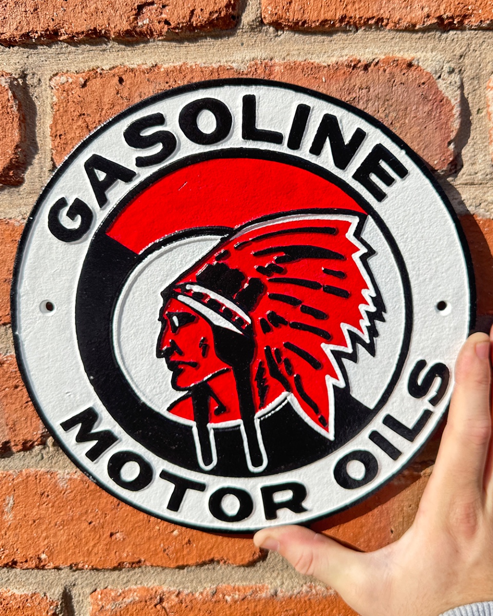'Gasoline Motor Oils' Cast Iron Automobilia Sign