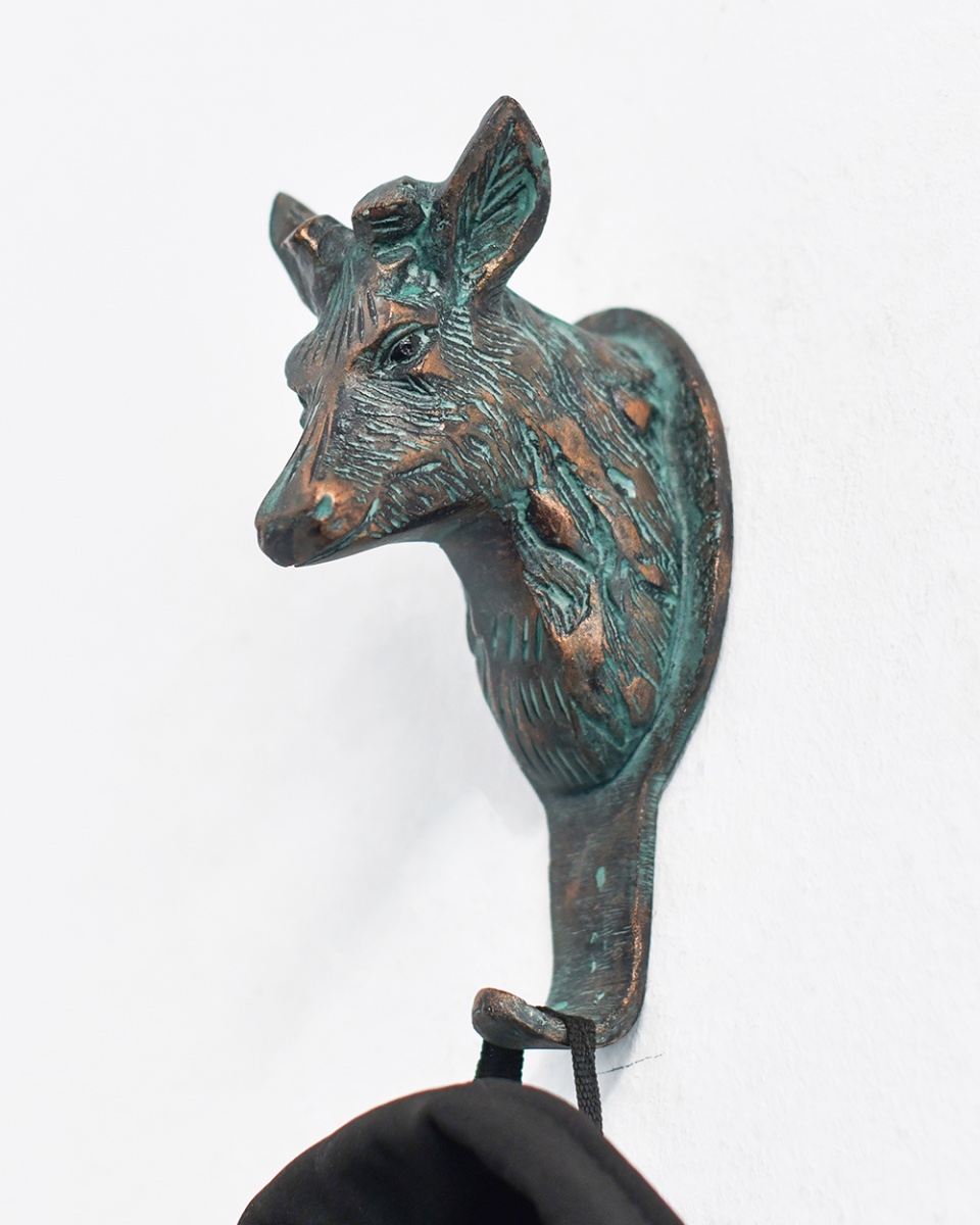 Ornate Cast Aluminium Verdigris Deer Head Hook