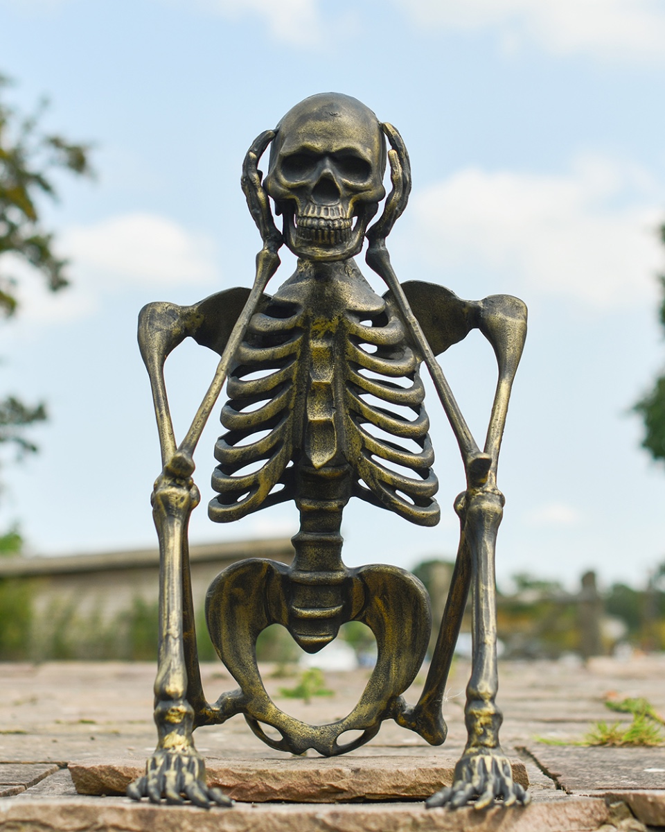 'Sonos' Hear No Evil Aluminium Skeleton Sculpture - Gold