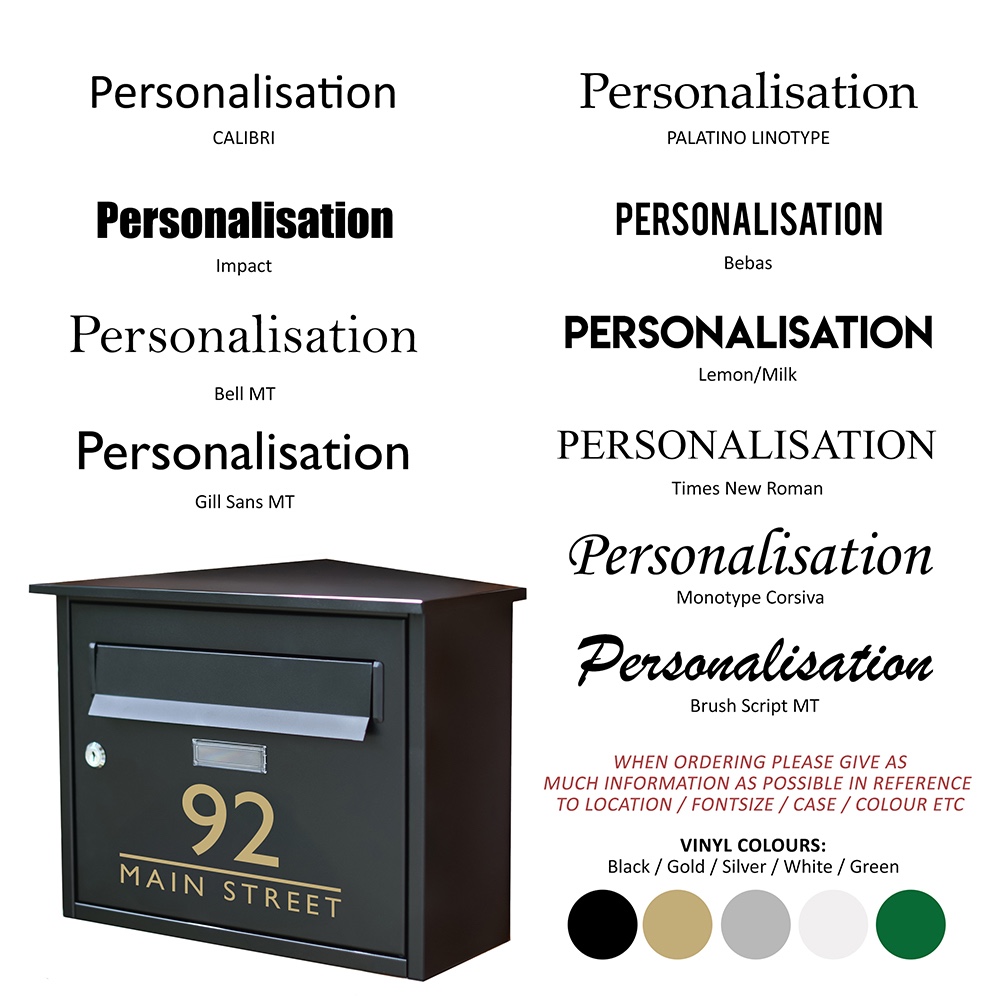 Steel 'Watts' Wall Mounted Contemporary Post Box In Black Personalised Options