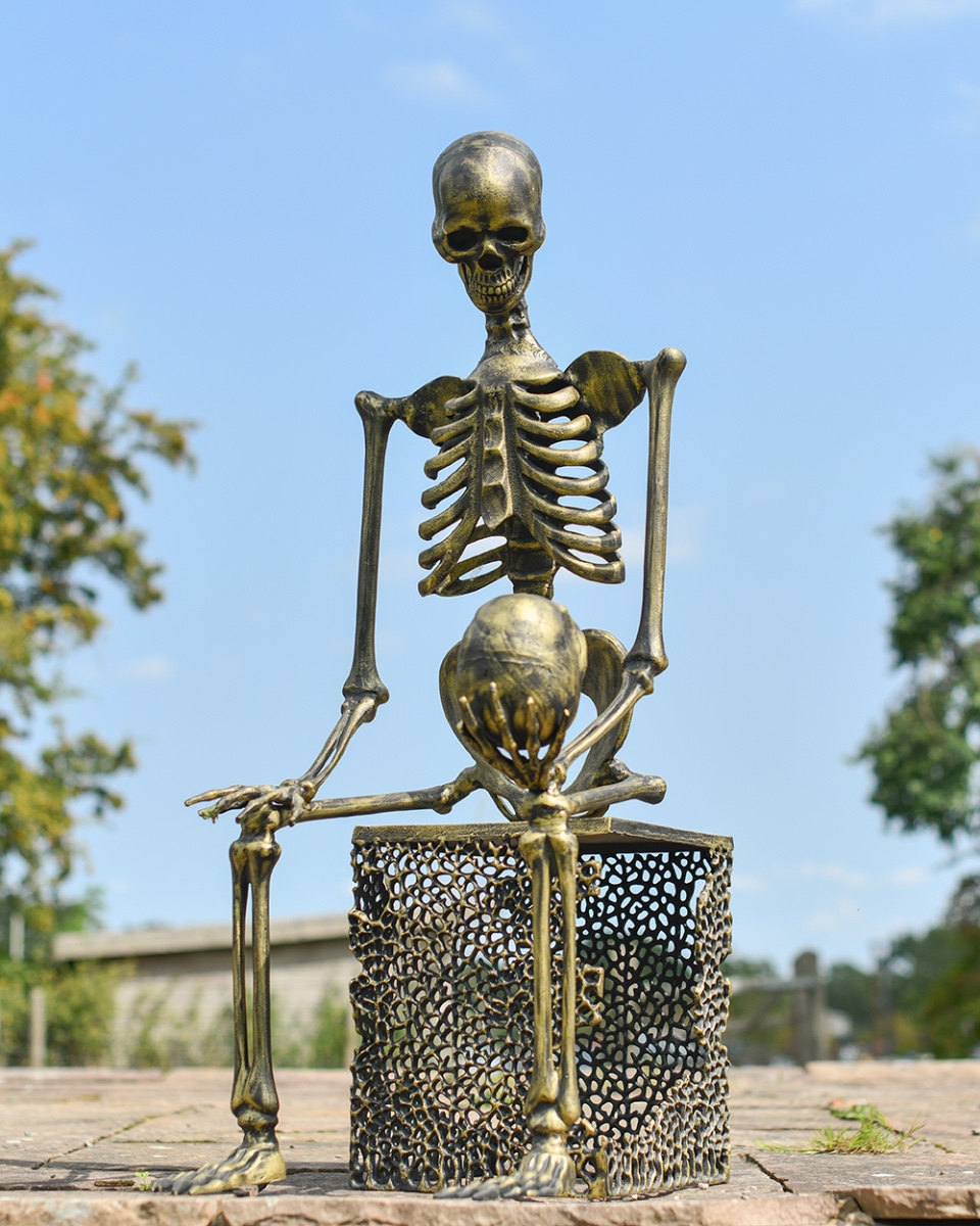 The Seeker Aluminium Skeleton Sculpture - Black & Gold