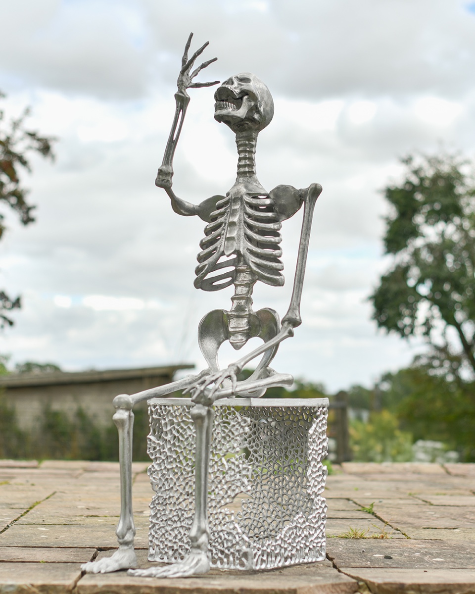 The Tipsy Aluminium Skeleton Sculpture