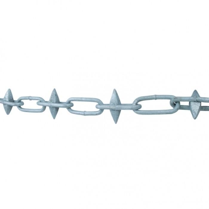 Spiked Steel Galvanised Chain (Sold Per Metre) - Alternate Spikes
