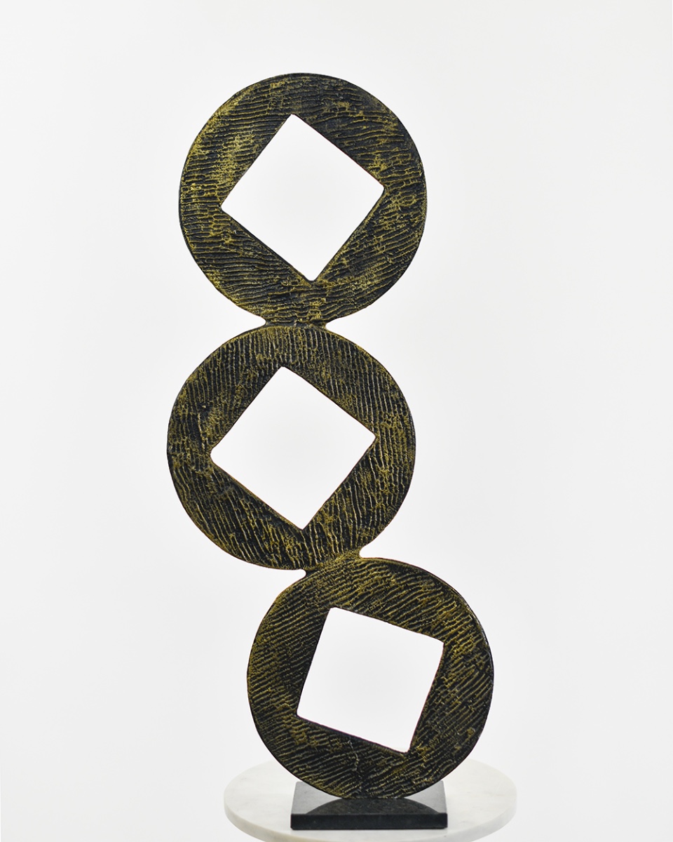 Cast Aluminium 'Relic Of Symmetry' Home Ornament - Black & Gold